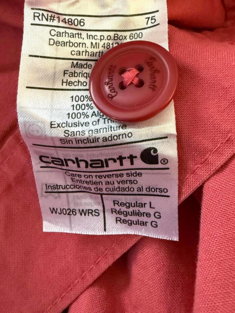 CARHARTT Wms Pink Cotton Trucker Jacket Button up Pockets Country Cowgirl SZ L - Picture 7 of 7